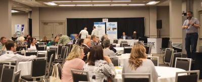 Kris Kerzman, Forum Communications Company, Fargo, North Dakota, leads a breakout session on the pros and cons of podcasting for a small newsroom. He also discussed some low-risk strategies to get a podcast off the ground.