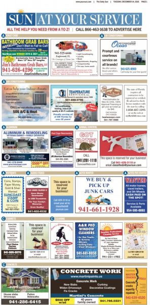A group of popular daily community newspapers centered in and around Port Charlotte, Florida, had over 400 classified ads last Sunday. Let me break that down for you.