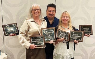 Staff of the Roswell Daily Record won numerous awards at the New Mexico Press Association’s 2024 Newspaper Contest. Pictured left to right: Co-publisher SaraLei Fajardo, creative and operations manager Aric Loomis, co-publisher Barbara Beck. Staff of the Roswell Daily Record won numerous awards at the New Mexico Press Association’s 2024 Newspaper Contest. Pictured left to right: Co-publisher SaraLei Fajardo, creative and operations manager Aric Loomis, co-publisher Barbara Beck.